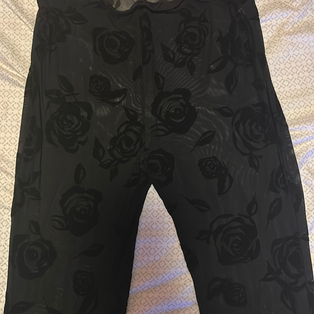 Rose see through flare leggings